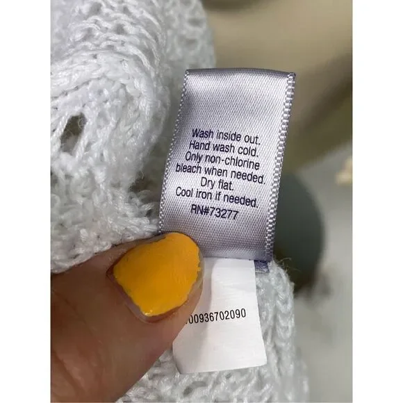 Jennifer Lopez White Crochet Lace Hooded Crop Top 3/4 Sleeve Women’s Size S - Picture 5 of 7